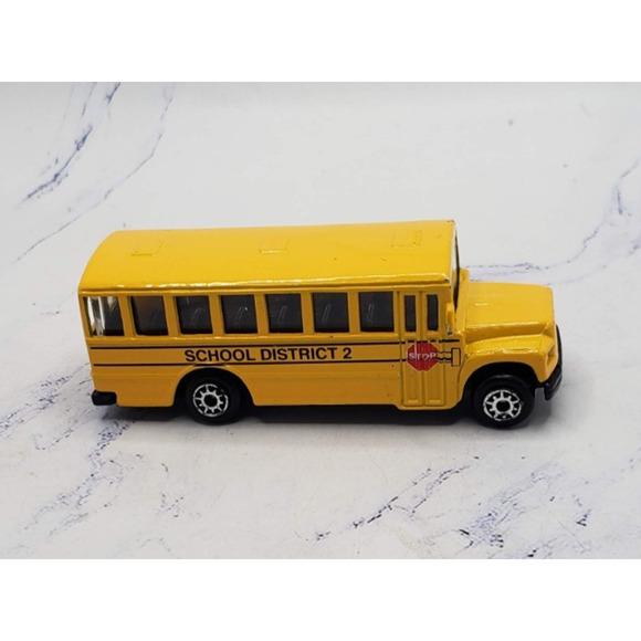 Vintage Maisto School Bus "District 2" Yellow 3" Long 1/64 Scale - Picture 1 of 6